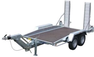 Porte engins lider remorques pour porter les engins couleur grise double essieu