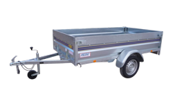 Remorque grise de la marque Erde type LC 251 dans la catégorie des moins de 500 kilos avec 1 essieu