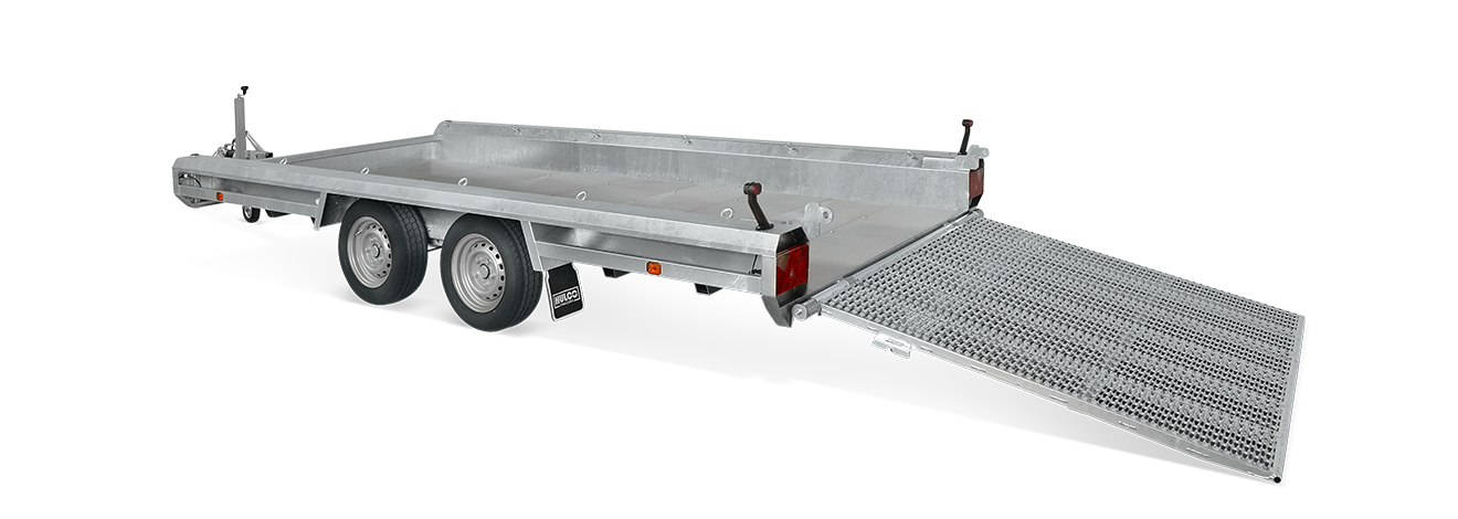 Remorque porte-engins Hulco Terrax-2 hayon ouvert pour chargement de mini-pelle – Remorques Franc Lyon