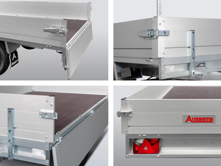 Fermetures à grenouillère, ridelles aluminium, éclairage arrière