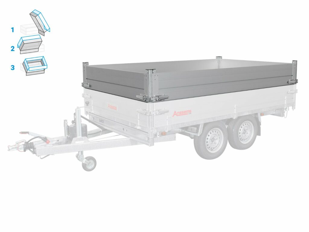 Ridelles de réhausse aluminium 35 cm – benne Anssems KSX / Hulco Benax