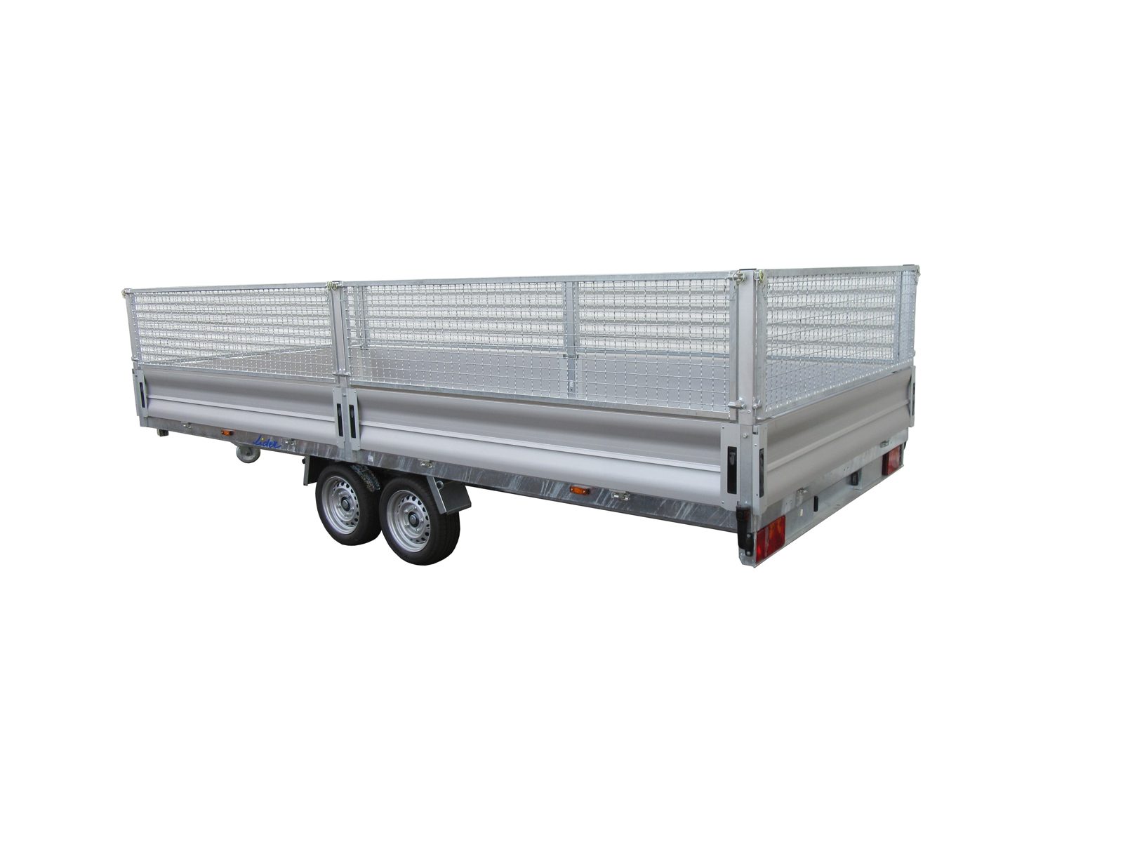 Plateau roues dessous Lider double essieu avec ridelles et rehausses