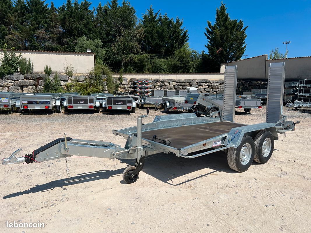 Remorque porte-engin Lider 40905L vue avant, timon réglable Optima