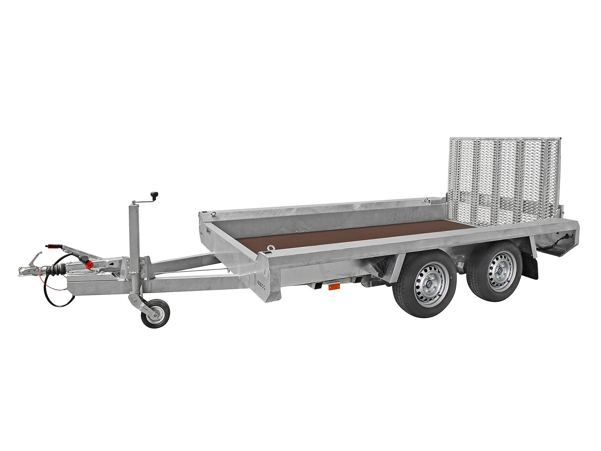 Remorque porte-engins Hulco Terrax-2 Basic 2600 kg double essieu – vue avant – Remorques Franc Lyon