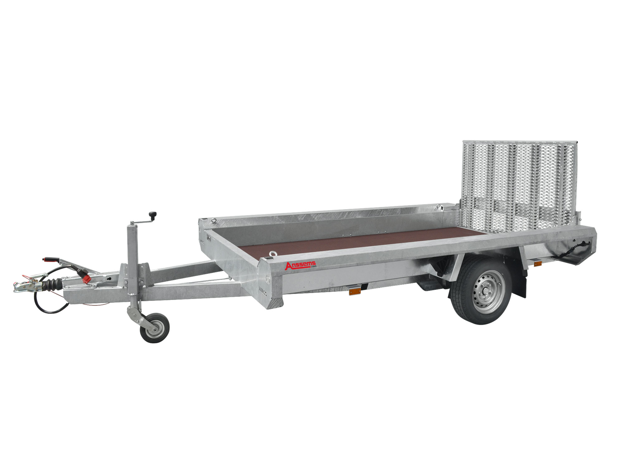 Remorque porte-engins Hulco Terrax-1 Basic 1500/1800 kg – vue avant – Remorques Franc Lyon